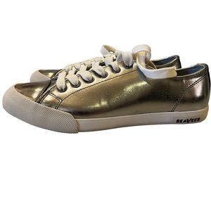 NIB Seavees Army Issue Low Top Sneakers in Abalone Metallic Leather Size…